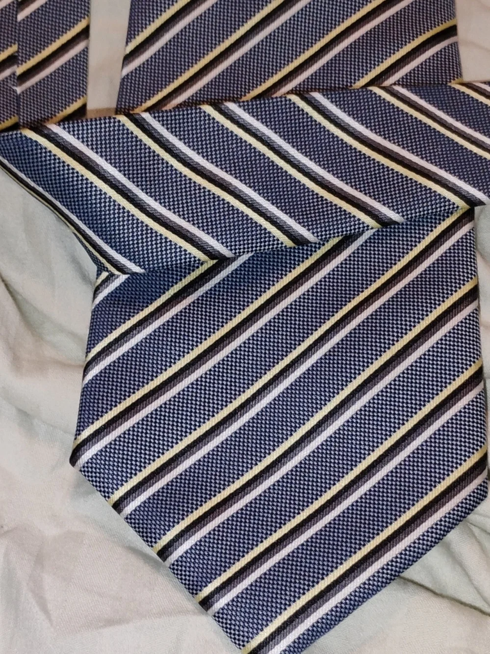 Hermes Striped Blue and Gold Men's Tie